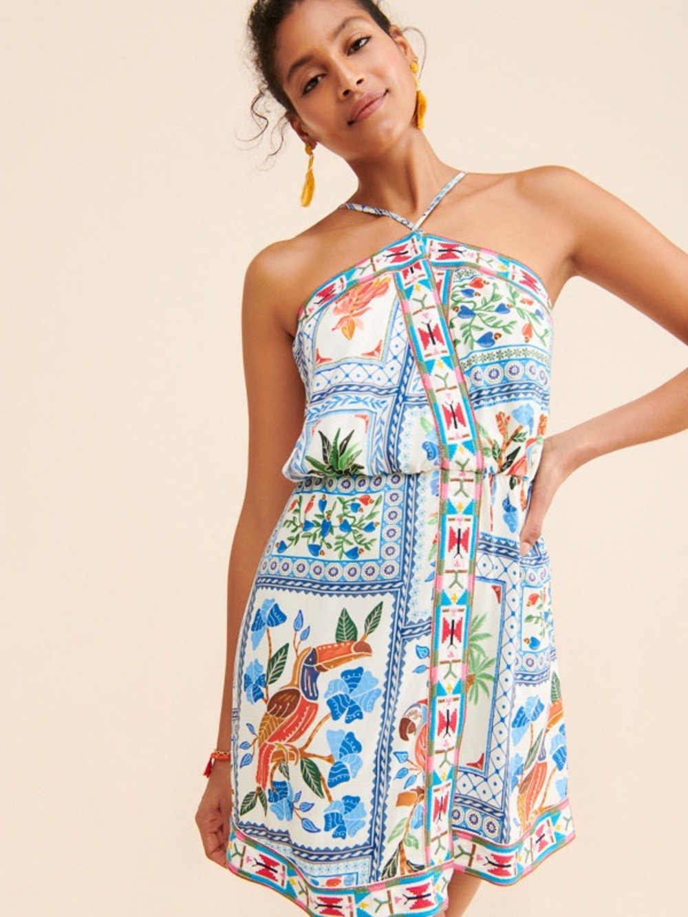 FARM RIO NWT TROPICAL TILES MINI DRESS
